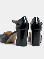 Yours Curve Black Wide Fit Extra-Wide Fit Platfom Court Patent Shoes - Image 4 of 5