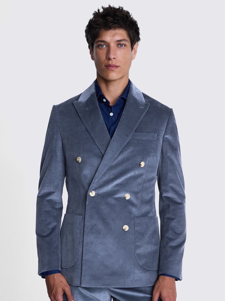 MOSS Blue Tailored Fit Single Breasted Corduroy Jacket - Image 1 of 4