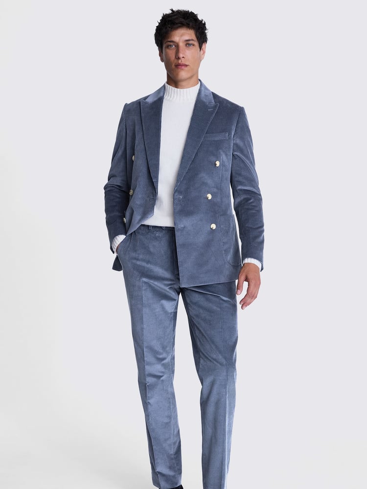 MOSS Blue Tailored Fit Single Breasted Corduroy Jacket - Image 4 of 4