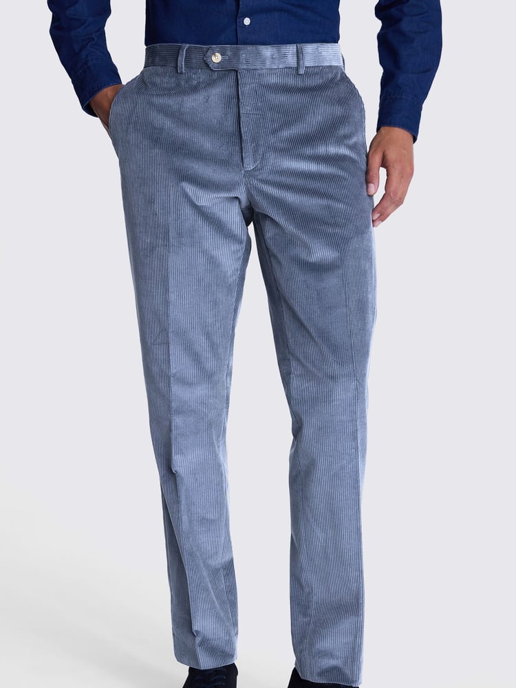 MOSS Blue Tailored Fit Corduroy Trousers - Image 1 of 3