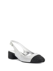 Dune London Silver/Black Casing Sling Back Block Heel Sandals - Image 3 of 6