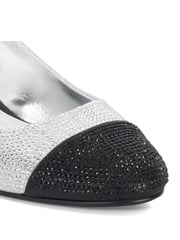 Dune London Silver/Black Casing Sling Back Block Heel Sandals - Image 6 of 6