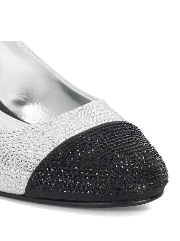 Dune London Silver/Black Casing Sling Back Block Heel Sandals - Image 6 of 6