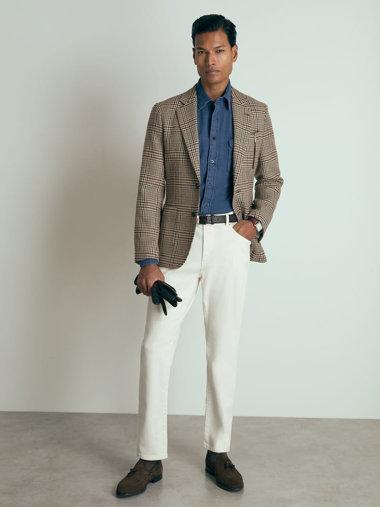 Reiss Brown Bletchley Atelier Single-Breasted Blazer in Wool Prince of Wales-Check - Image 1 of 8