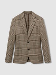 Reiss Brown Bletchley Atelier Single-Breasted Blazer in Wool Prince of Wales-Check - Image 2 of 8