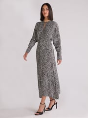 Ro&Zo Black Mono Dalmatian Print Batwing Sleeve Midaxi Dress - Image 1 of 4