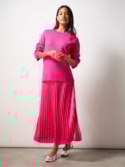 Ro&Zo Pink Pleated Midi Skirt - Image 1 of 3