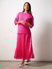 Ro&Zo Pink Petite Pleated Midi Skirt - Image 1 of 3