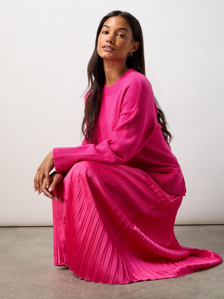 Ro&Zo Pink Petite Pleated Midi Skirt - Image 2 of 3