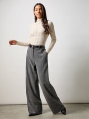 Ro&Zo Grey Herringbone Wide Leg Trousers - Image 1 of 4