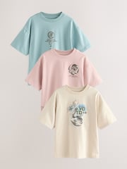 Grey/ Blue Japanese Relaxed Fit Graphic Print Short Sleeve 100% Cotton T-Shirts 3 Pack (3-16yrs) - Image 1 of 3