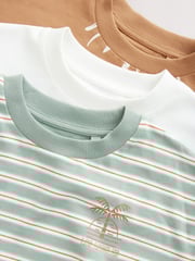 Rust/White/Stripe Palm Relaxed Fit Graphic Print Short Sleeve 100% Cotton T-Shirts 3 Pack (3-16yrs) - Image 2 of 3