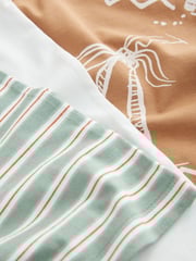 Rust/White/Stripe Palm Relaxed Fit Graphic Print Short Sleeve 100% Cotton T-Shirts 3 Pack (3-16yrs) - Image 3 of 3
