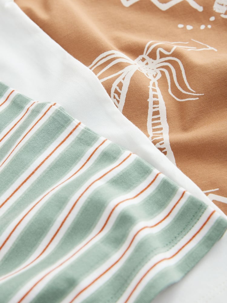 Rust/White/Stripe Palm Relaxed Fit Graphic Print Short Sleeve 100% Cotton T-Shirts 3 Pack (3-16yrs) - Image 3 of 3