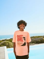 Fluro Coral/ Blue/ Green Skate Relaxed Fit Graphic Print Short Sleeve 100% Cotton T-Shirts 3 Pack (3-16yrs) - Image 2 of 8