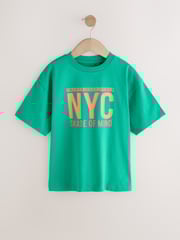 Fluro Coral/ Blue/ Green Skate Relaxed Fit Graphic Print Short Sleeve 100% Cotton T-Shirts 3 Pack (3-16yrs) - Image 7 of 8