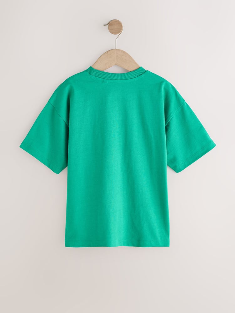 Fluro Coral/ Blue/ Green Skate Relaxed Fit Graphic Print Short Sleeve 100% Cotton T-Shirts 3 Pack (3-16yrs) - Image 8 of 8