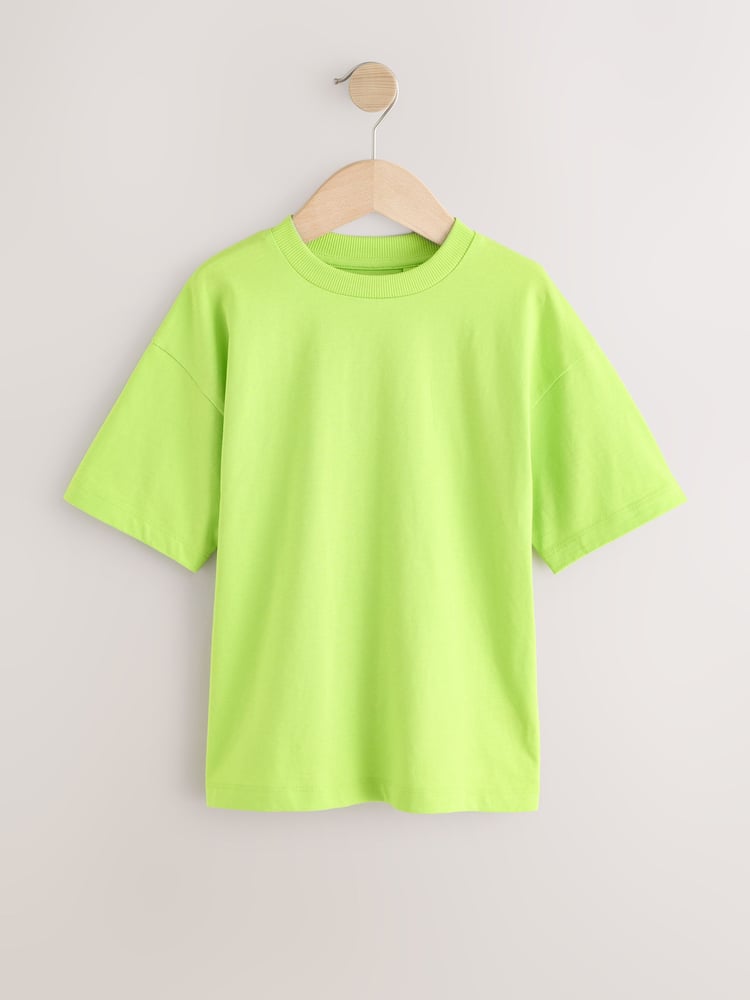Blue/Green/Coral/Purple Fluro Relaxed Fit Short Sleeve T-Shirts 4 Pack (3-16yrs) - Image 2 of 8
