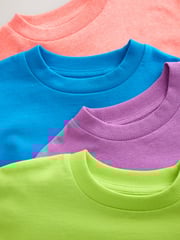 Blue/Green/Coral/Purple Fluro Relaxed Fit Short Sleeve T-Shirts 4 Pack (3-16yrs) - Image 7 of 8