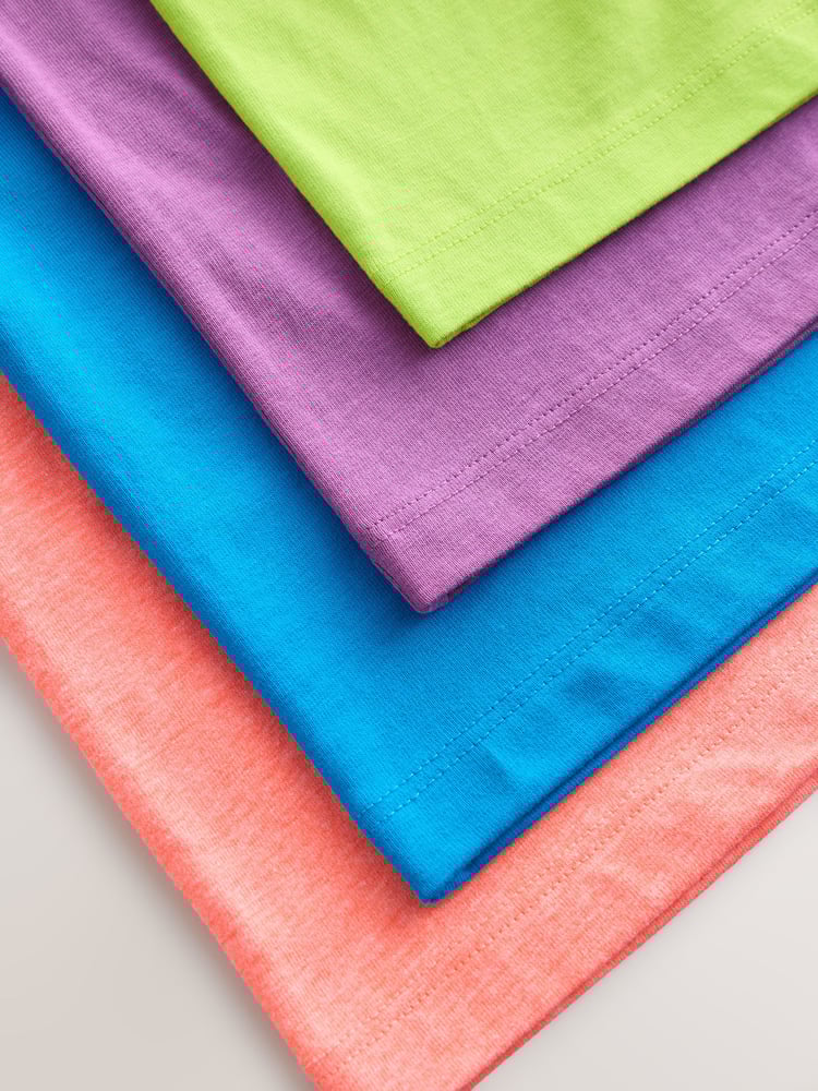 Blue/Green/Coral/Purple Fluro Relaxed Fit Short Sleeve T-Shirts 4 Pack (3-16yrs) - Image 8 of 8