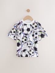 Black/White/Green Football Relaxed Fit Graphic Print Short Sleeve 100% Cotton T-Shirts 3 Pack (3-16yrs) - Image 4 of 7