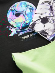 Black/White/Green Football Relaxed Fit Graphic Print Short Sleeve 100% Cotton T-Shirts 3 Pack (3-16yrs) - Image 7 of 7