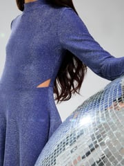 Lipsy Navy Blue Glitter Cut Out Party Dress (5-16yrs) - Image 3 of 4