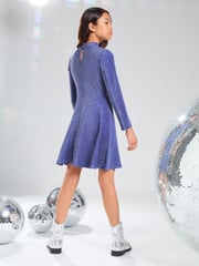 Lipsy Navy Blue Glitter Cut Out Party Dress (5-16yrs) - Image 4 of 4