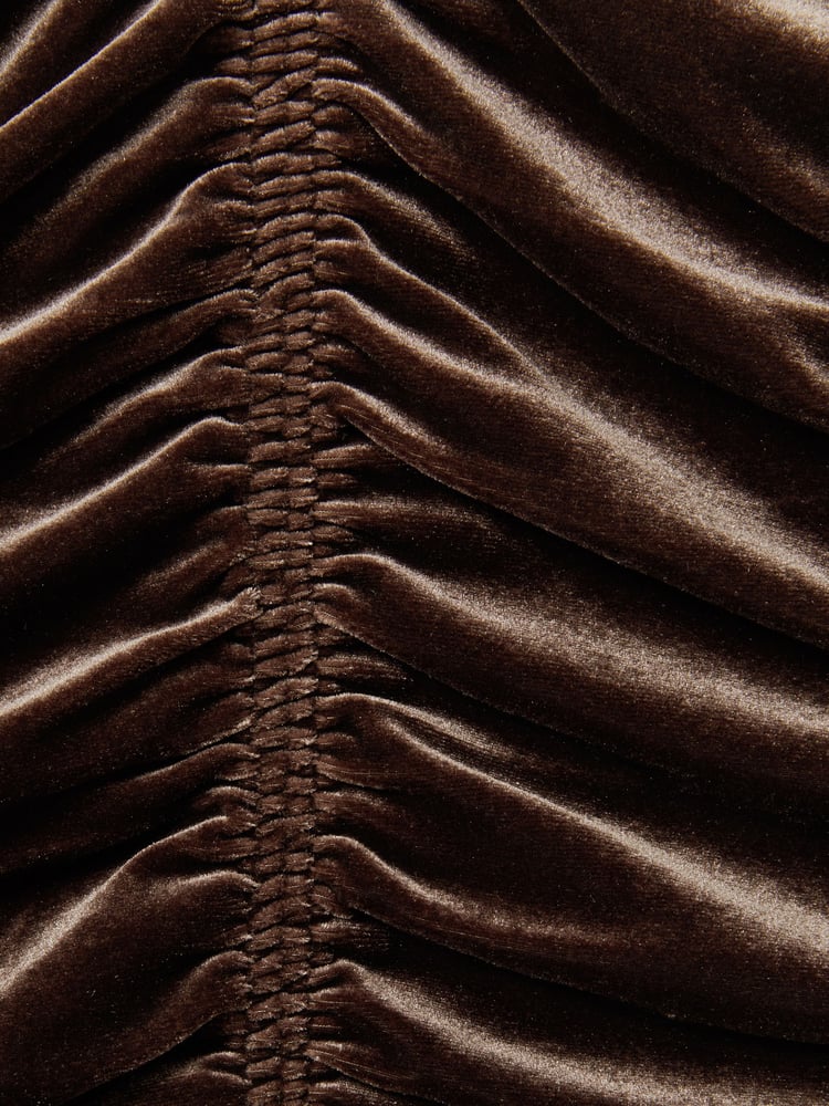 Reiss Chocolate Ari Velvet Ruched Long-Sleeve Top - Image 6 of 6