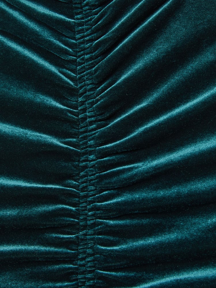 Reiss Teal Niva Racer-Front Ruched-Velvet Sleeveless Top - Image 7 of 7