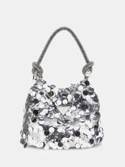 Guess Silver Sequin Top Handle Pouch Bag - Image 2 of 4