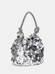 Guess Silver Sequin Top Handle Pouch Bag - Image 3 of 4