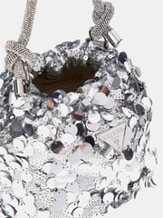 Guess Silver Sequin Top Handle Pouch Bag - Image 4 of 4