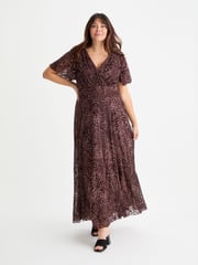 Scarlett & Jo Brown Isabelle Angel Sleeve Maxi Dress - Image 1 of 4