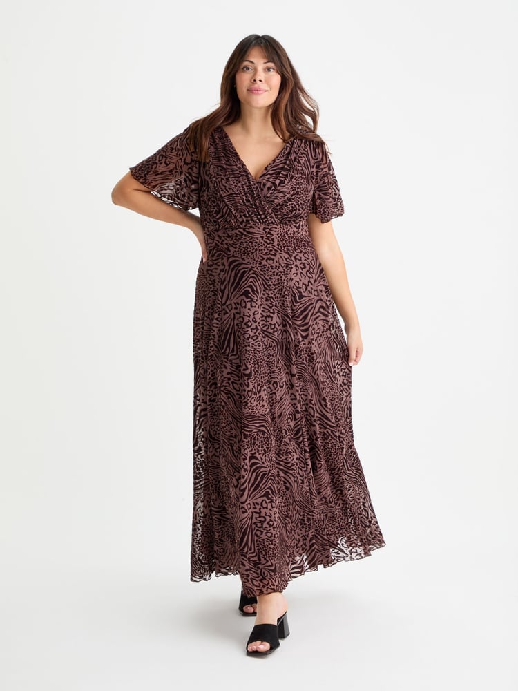 Scarlett & Jo Brown Isabelle Angel Sleeve Maxi Dress - Image 1 of 4