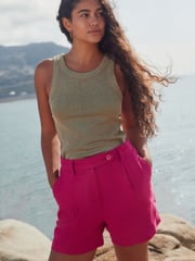Pink Linen Rich Boy Shorts - Image 1 of 6