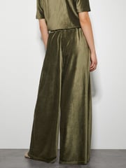 Monsoon Green Shay Rib Velour Wide Leg Trousers - Image 3 of 4