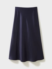 Crew Clothing Company Blue Rowen Satin Midi Slip Skirt - Image 9 of 9