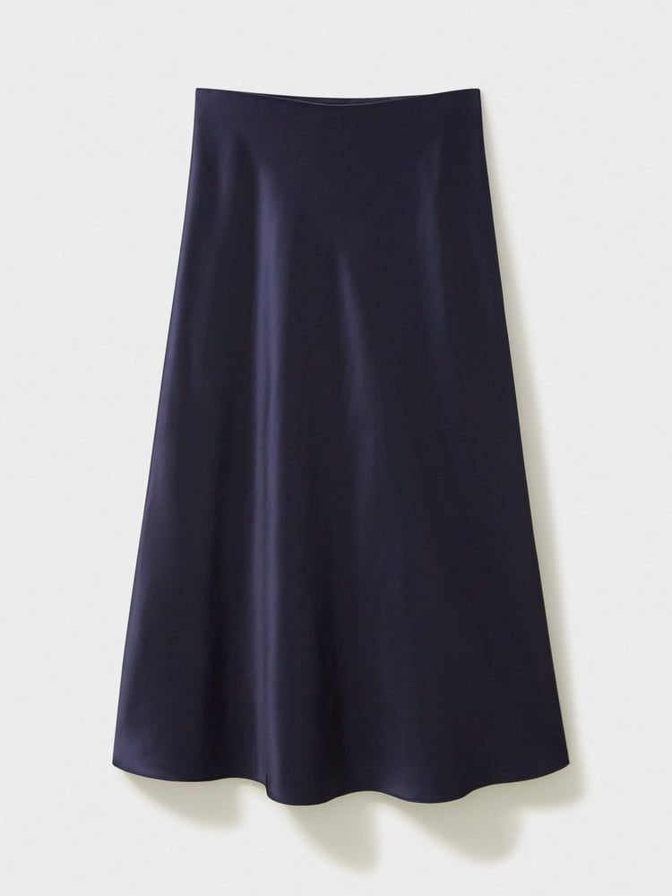 Crew Clothing Company Blue Rowen Satin Midi Slip Skirt - Image 9 of 9