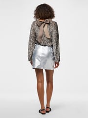 PIECES Grey Silver PU Mini Skirt - Image 4 of 7
