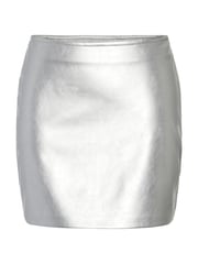 PIECES Grey Silver PU Mini Skirt - Image 6 of 7