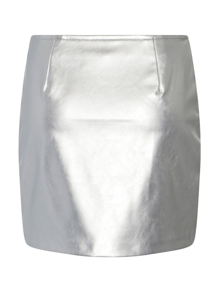 PIECES Grey Silver PU Mini Skirt - Image 7 of 7