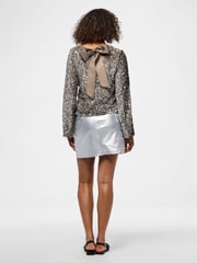 PIECES Grey Long Sleeve Sequin Bow Back Blouse - Image 2 of 5