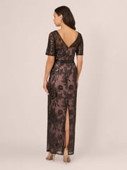 Adrianna Papell Studio Sequin Lace Mermaid Black Dress - Image 2 of 7