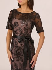 Adrianna Papell Studio Sequin Lace Mermaid Black Dress - Image 4 of 7