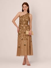 Adrianna Papell Metallic Beaded Ankle Length Dress - Image 3 of 7