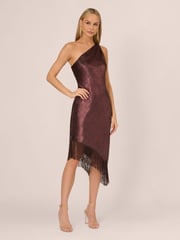 Adrianna Papell Burgundy Red Foil Woven Cocktail Dress - Image 1 of 7