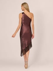 Adrianna Papell Burgundy Red Foil Woven Cocktail Dress - Image 2 of 7