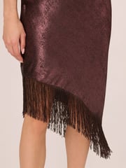 Adrianna Papell Burgundy Red Foil Woven Cocktail Dress - Image 5 of 7