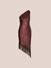 Adrianna Papell Burgundy Red Foil Woven Cocktail Dress - Image 6 of 7